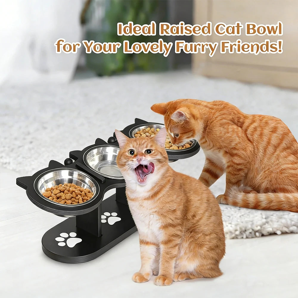 Comedero elevado para gatos.